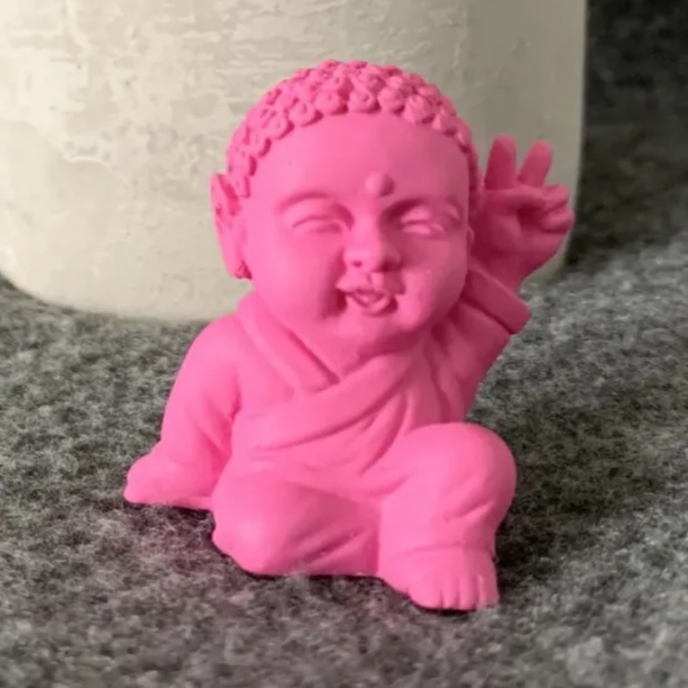 Pocket Buddha “Peace” pink miniature figurine